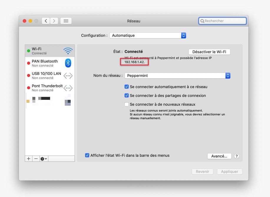MacOS network settings